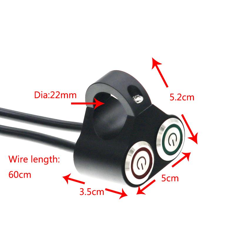 LMoDri Кнопка переключения мотоцикла из алюминиевого сплава Ручной возврат Кнопка самовозврата Светодиодная лампа Управление лампой с ЧПУ