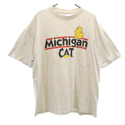 HANES 90-е годы Старый Caterpillar сделано в США Michigan CAT Футболка с коротким рукавом Мужская Б/У