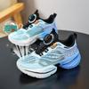 Children's summer single net breathable sports shoes shock absorption rotating button boys racing running shoes medium and large children sof