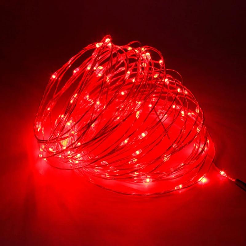 Гирлянда светодиодная на медной проволоке 1/2/3/5/10/30 м, питание от USB/батареек, для спальни, сада, вечеринки, свадьбы