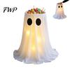 Trick or Treat Candy Holder Lighted Halloween Ghost Bowl Stand, Height Adjustable Large with Outdoor Yard Spooky Decor LED Light for Treat,