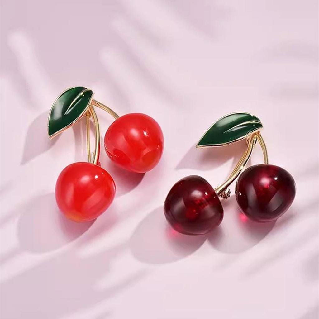 Exquisite Cherry Brooch Cherry Brooch Fun Clothing Jewelry Unique Badges Alloy Texture Suitable for Theme Event