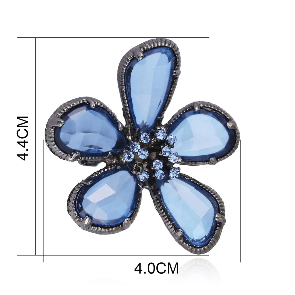 Retro Corsage Fashionable Crystal Flower Brooch Versatile Summer Clothing Accessory Clip Buckle