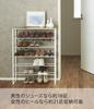 Yamazaki Jitsugyo 3369 Shoe Rack with Top 6 W66 X D25 X Tower Shoe Shoe Hooks Included Plate, Tiers, White, Approx. H87cm, Rack, Storage,