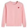 Unisex Cotton Long Sleeve Crewneck Sweatshirt With Embroidered Heart Design Casual Oversized Fit