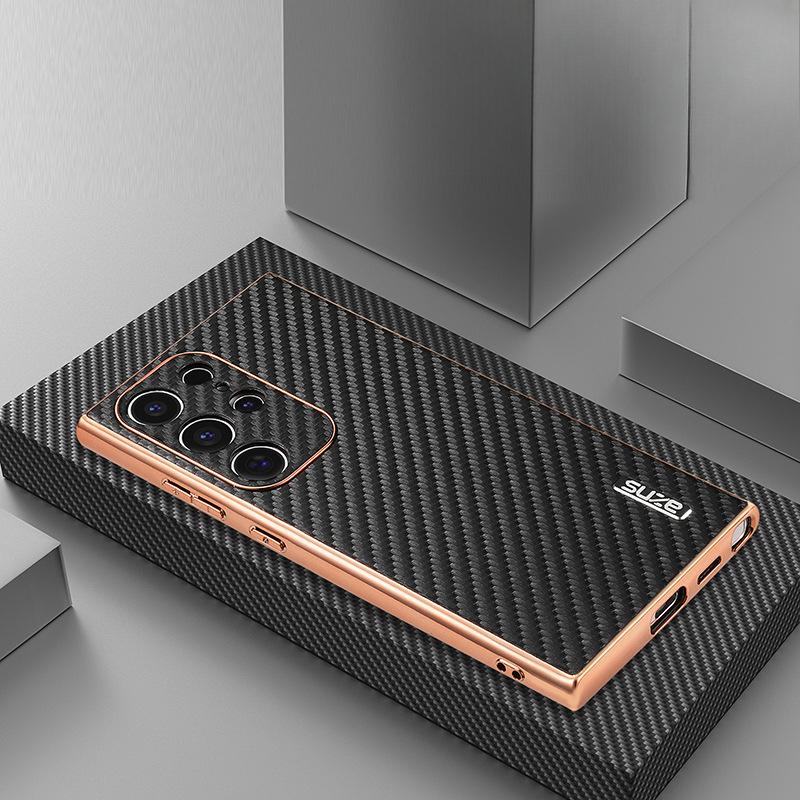 Подходит для чехла для мобильного телефона Samsung S25ultra, углеродное волокно, Samsung, полная защита 24+, противоударный 23plus, бизнес-набор для мужчин