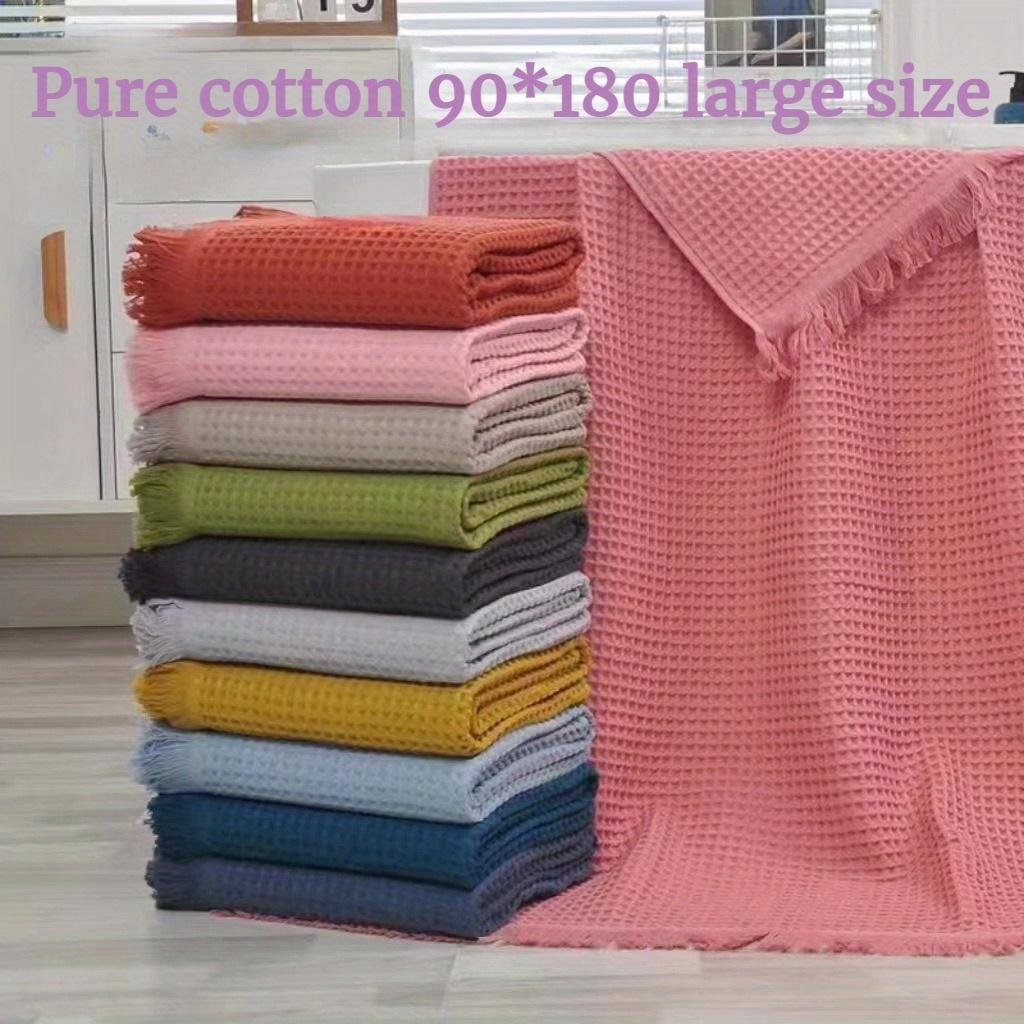 1pc of Pure Cotton Oversized Bath Towel, Soft Multi Color Tassel Beach Towel, Shawl Waffle Weave, Adult  Honeycomb Bath Towel, Blanket Nap Mat