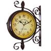 Vintage Decorative Double Sided Metal Wall Clock Antique Style Station Wall Clock Wall Hanging Clock 35cm *28cm Traditional
