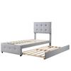 Bedroom Furniture 90 X 200 Upholstered Bed with Pull-out Bed Adjustable Headboard Double Bed Pull-out Cot Retractable Guest Sponge-filled