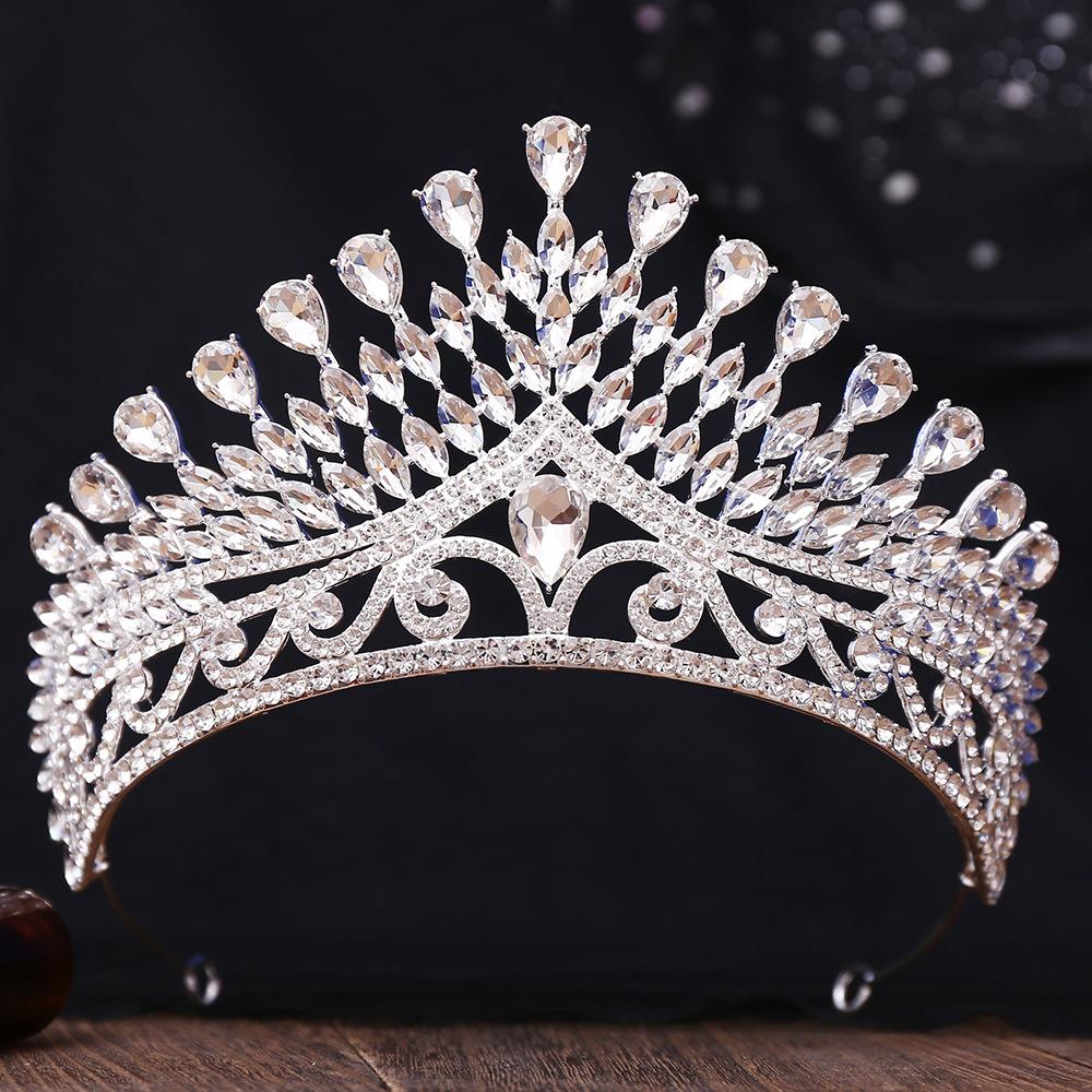 DIEZI 8 Colors Baroque Blue Opal Tiara For Women Wedding Party Luxury Bridal Bride Crystal Crown Hair Accessories Jewelry