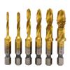 6 Pcs M3-M10 Screw Tap Drill Bits High Speed Steel Combination Bits Metric Tap Bit Tool Hex Shank for Metal Steel Wood Plastic