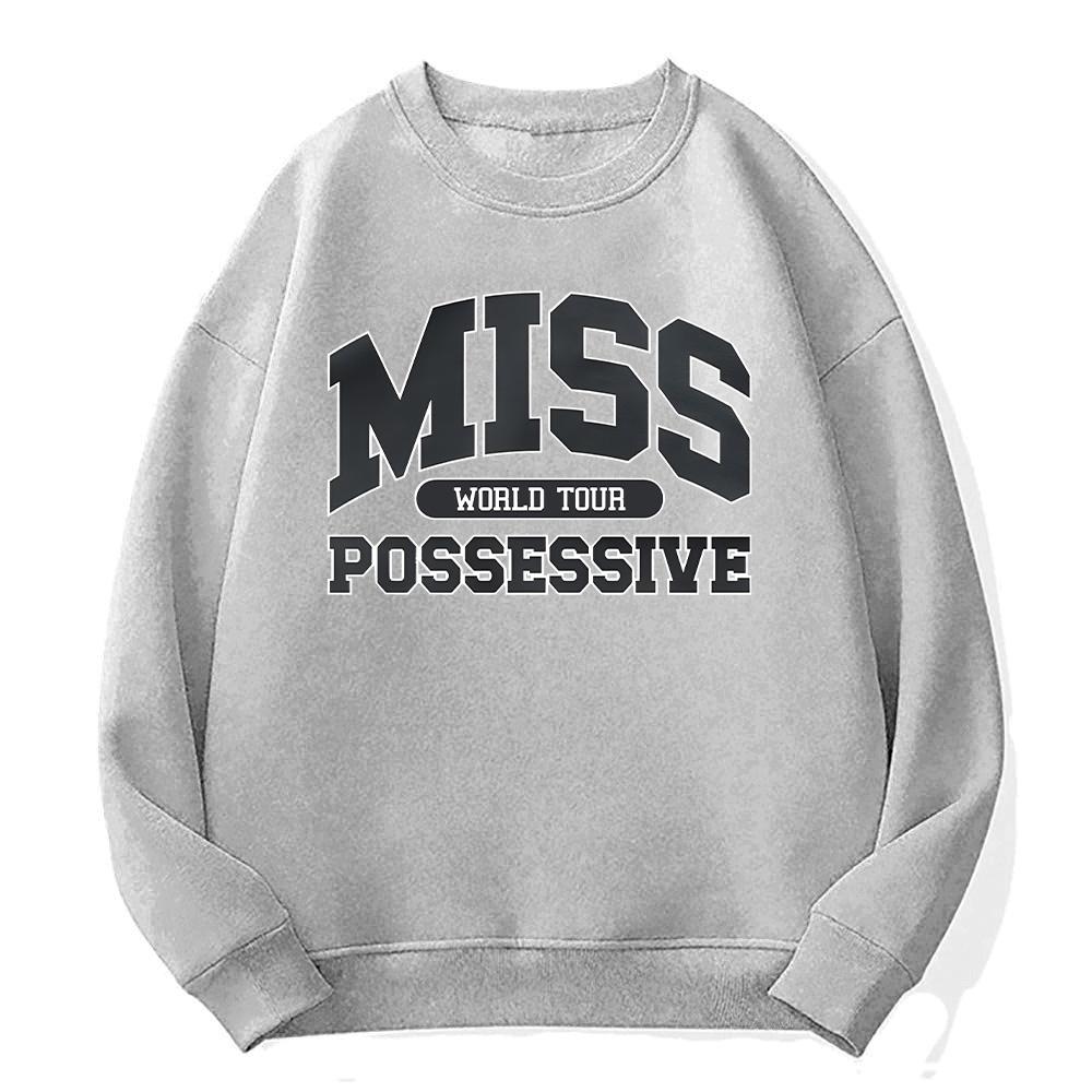 Свитшот с круглым вырезом Miss Possessive Tate McRae Свободная спортивная одежда Унисекс Флис Длинный рукав Одежда Мужская Женская Мода Уличная одежда