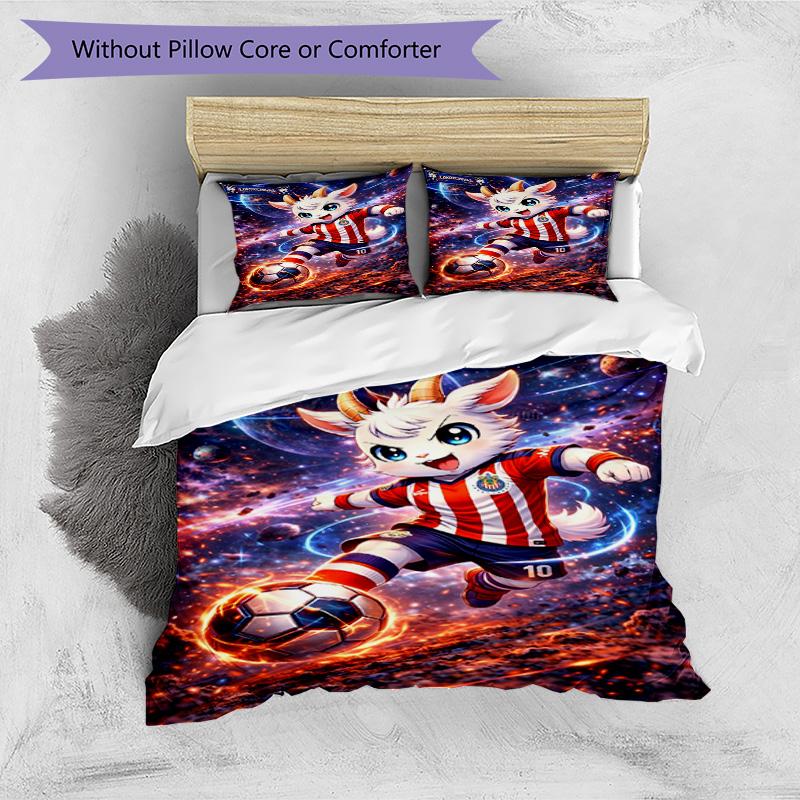 3pcs Duvet Cover Set (1*Duvet Cover + 2*Pillowcase, Without Core), Club Deportivo Guadalajara Print Bedding Set, Bedroom Decor, All‑Season, Birthday G