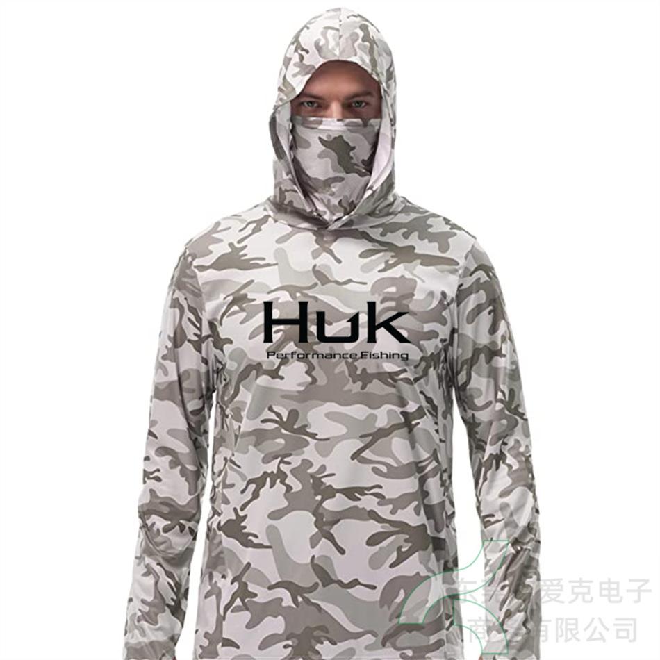 Рыболовный костюм HUK мужская толстовка летняя защита от солнца с длинным рукавом рыболовная футболка с маской для активного отдыха рыболовная рубашка
