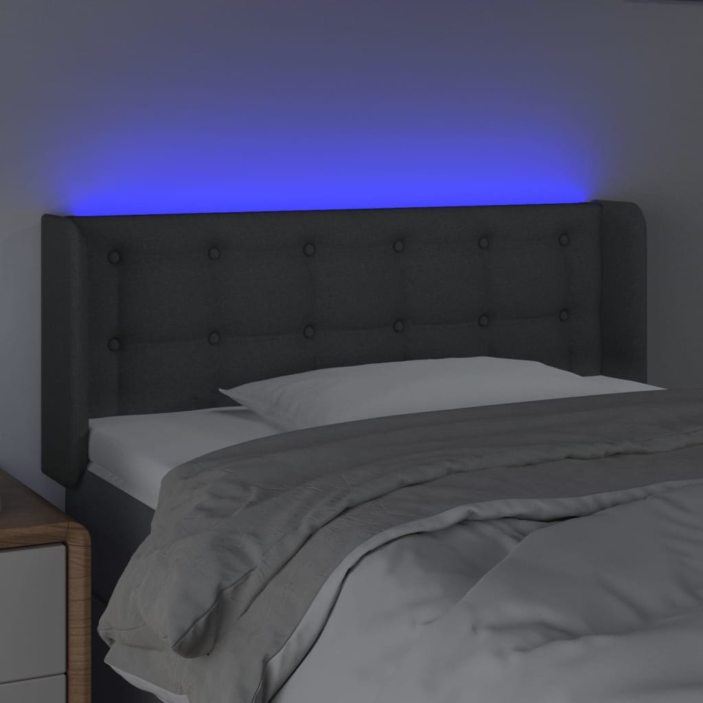 LED Headboard Dark Grey 83x16x78 88 cm Fabric