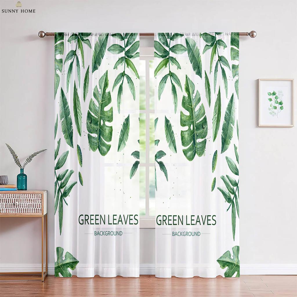 2 шт. тропическая растительность зеленые листья монстера листья 3D печать шторы спальня гостиная кухня декоративные шторы