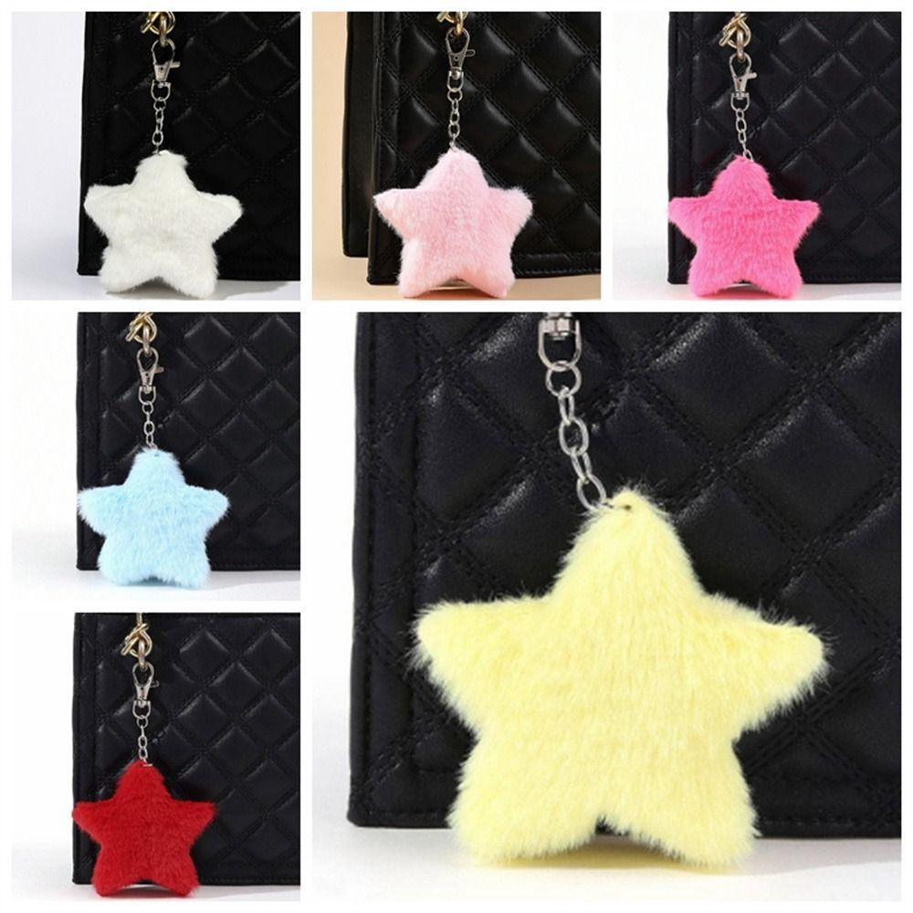Pompom Star Plush Pendant Furry Star Doll Star Key Chain Pentagram Hairball  Backpack