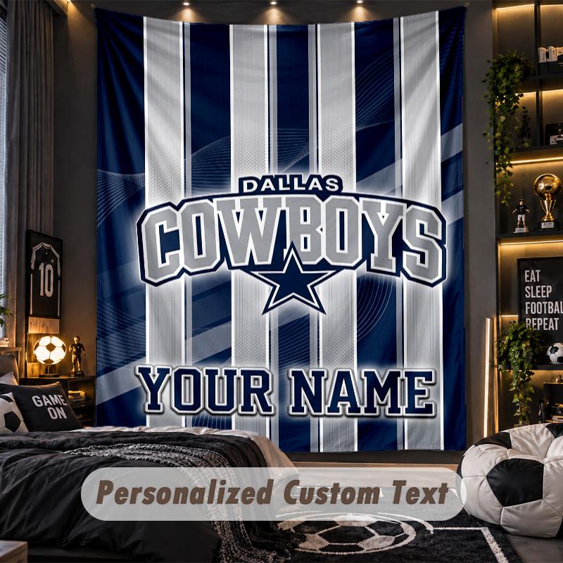 TapestryDallas Cowboys Custom Name Text Personalized Wall Hanging Tapestry Home Wall Decor