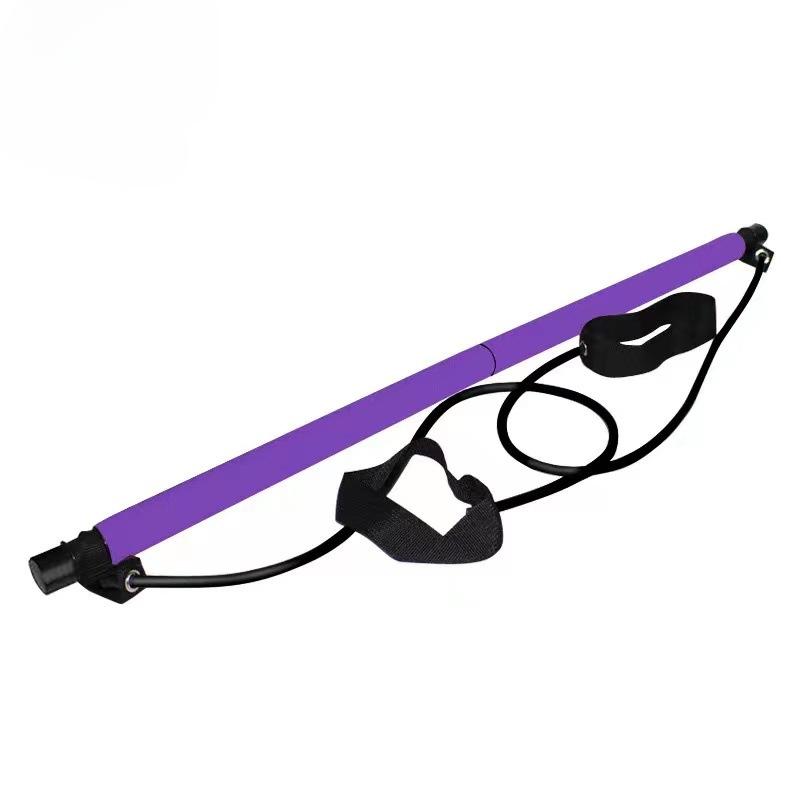 Portable Yoga Pilates Bar Stick with Resistance Band Home Gym Muscle Toning Bar Fitness Stretching Resistance Bands Set Workout