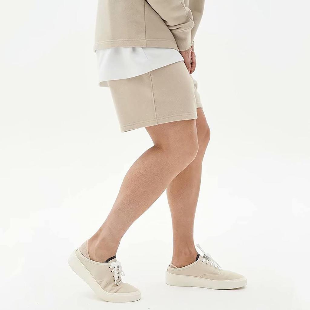 KULIXI Men's Training Shorts, Gym Shorts, Sportswear, Fitness Pants with Pockets, Casual Shorts, Khaki, Size 2XL, DK-5211