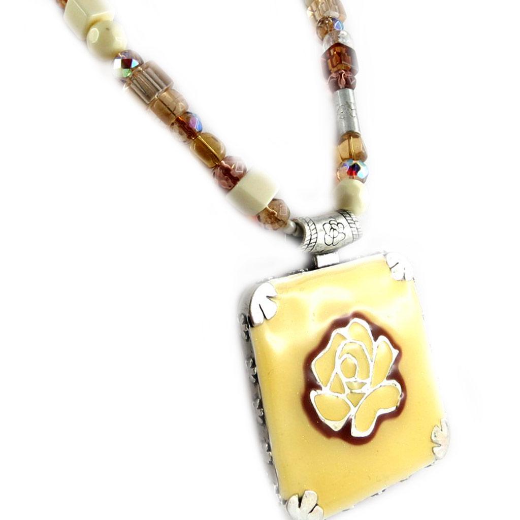 Les Trésors De Lily [E0634] — Дизайнерское колье «Гейша» бежевого цвета