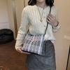 Elegant High-end Plaid And Polka Dot Handbag For Women Stylish Medium Shoulder Bag