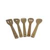 Набор кухонной утвари из бамбука, 5 предметов, Экологичные инструменты для приготовления пищи, Ложка с прорезями, Вилка для смешивания, Сплошная ложка, Лопатка, Идеально для приготовления пищи и выпечки