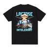 Men's and Women's retro Casual Short Sleeve T-shirt lactose Intolerant funny Meme T-shirt 100% cotton oversized humorous T-shirt