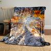 Golden Autumn Birch Trees Sky View Patterned Blanket, Flannel, Suitable for All Seasons, Home Decor, Warm and Cozy