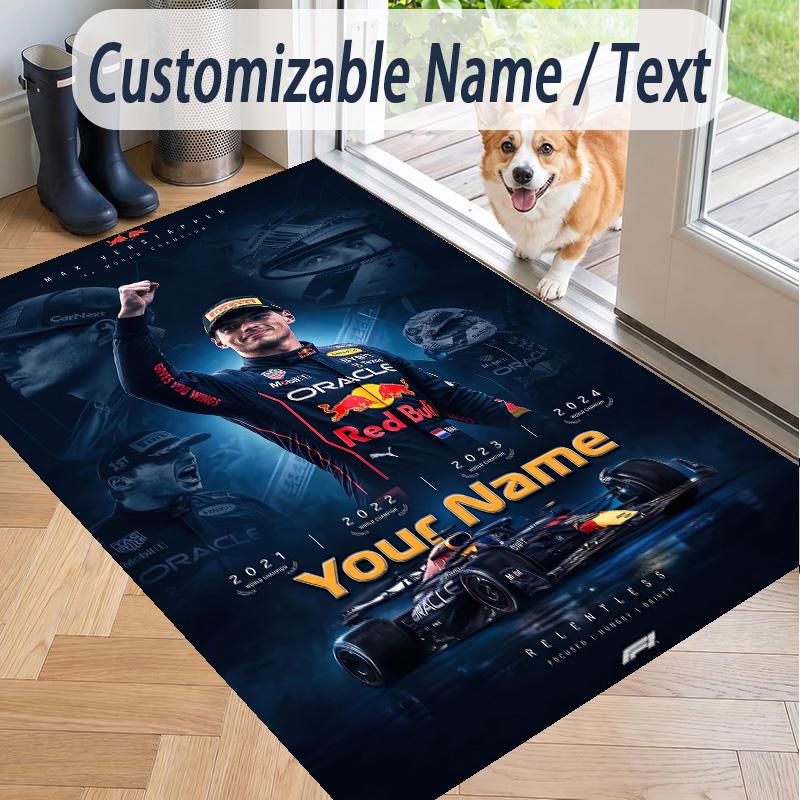 Custom Text Printed Rug Max Verstappen Non Slip Floor Carpet For Home Room Decor
