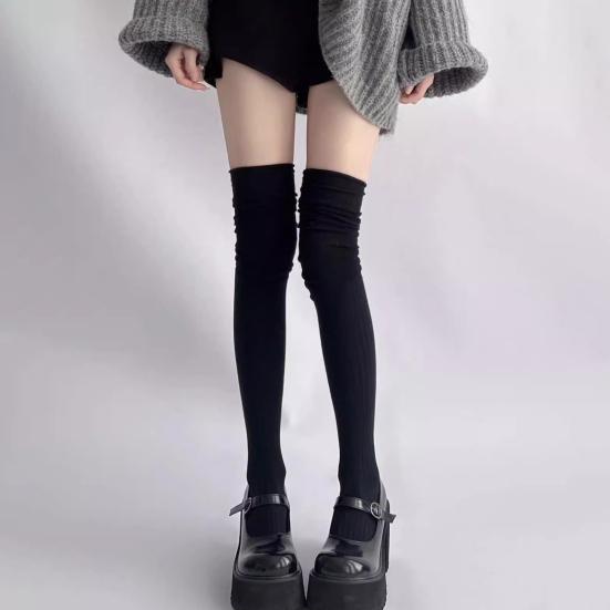 Slouch Thigh High Socks Women Stretchy Over-the-knee Scrunch Socks Long Over Knee Stockings for Boots Skirts Party Dating Street Wear