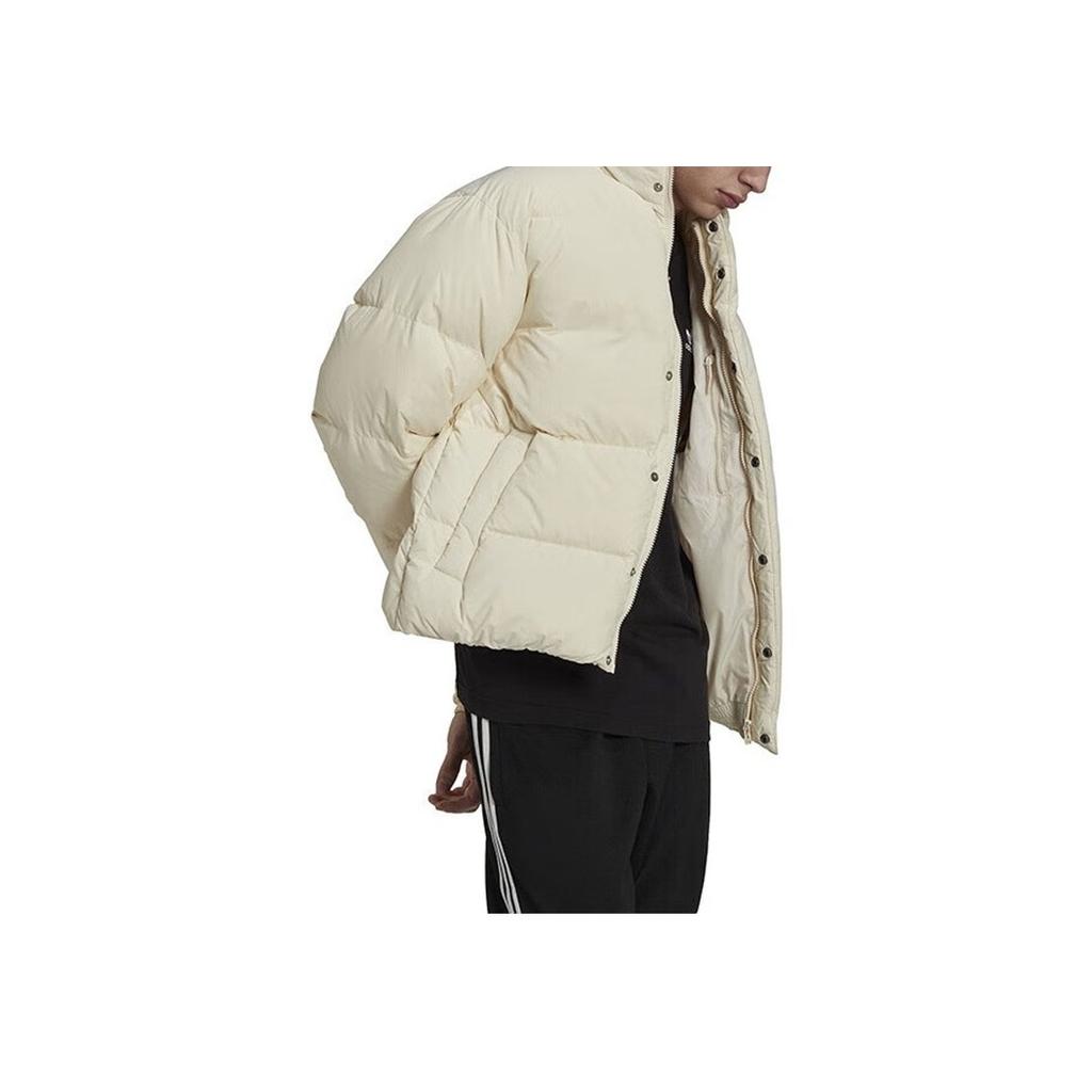 Adidas Originals Trefoil Solid Color Logo Embroidery Single-Breasted Down Jacket Men Outerwear Off-White HL9201
