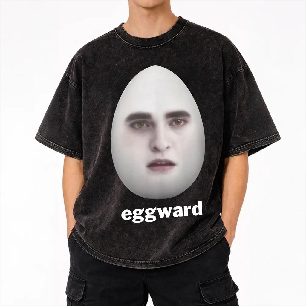 Harajuku Washed Shirts Eggward Silly Meme Parody Egg Edward Merch Vintage T Shirt Oversize Streetwear Graphic Tops Tees