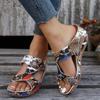 Summer Women Slippers  Print Thick Bottom Wedge Heel Open Toe Slippers Breathable Lightweight  Sandals