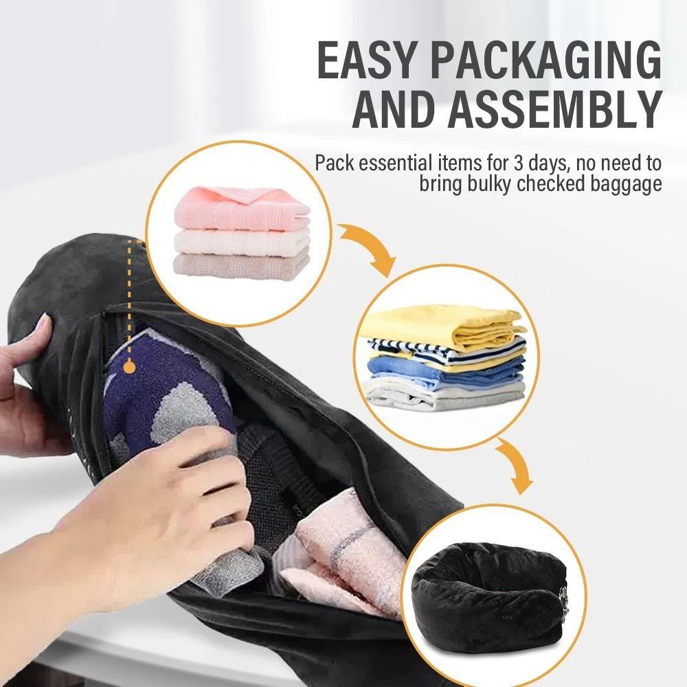 Extra Luggage Neck Pillow Storage Bag Velvet U-Shapes Pillow Travel Essentials