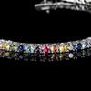 Rainbow Zircon Tennis Chain Bracelet 3mm Copper Micro Pave Single Row Design for Boutique Buyers  Custom Jewelry Supply