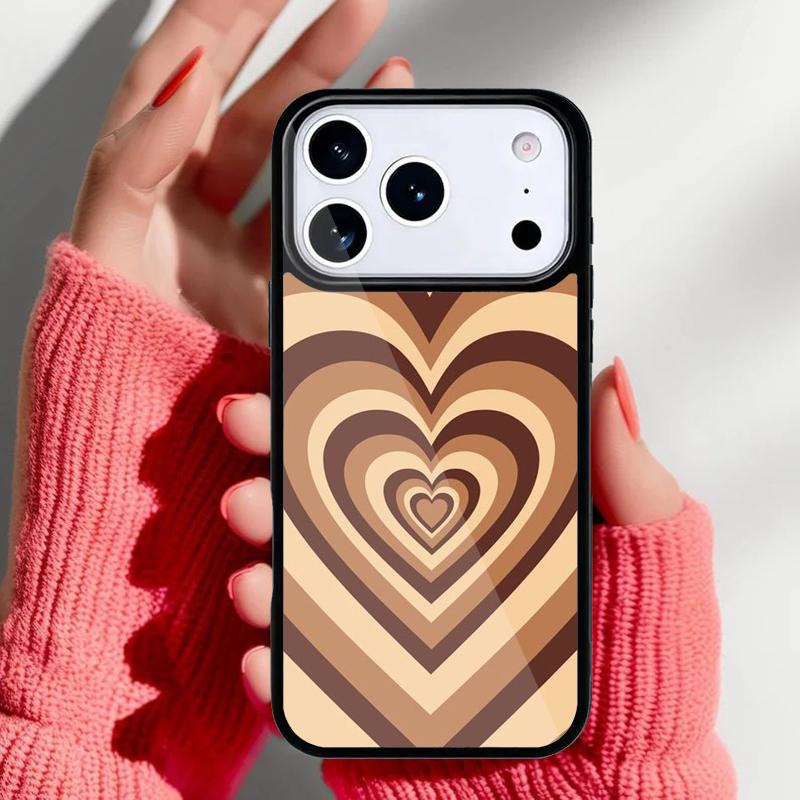 Эстетичный чехол для телефона 'Latte Love Brown Heart' для iPhone 17 16 15 14 13 Pro Max Задняя крышка для 12 11 Pro Coque