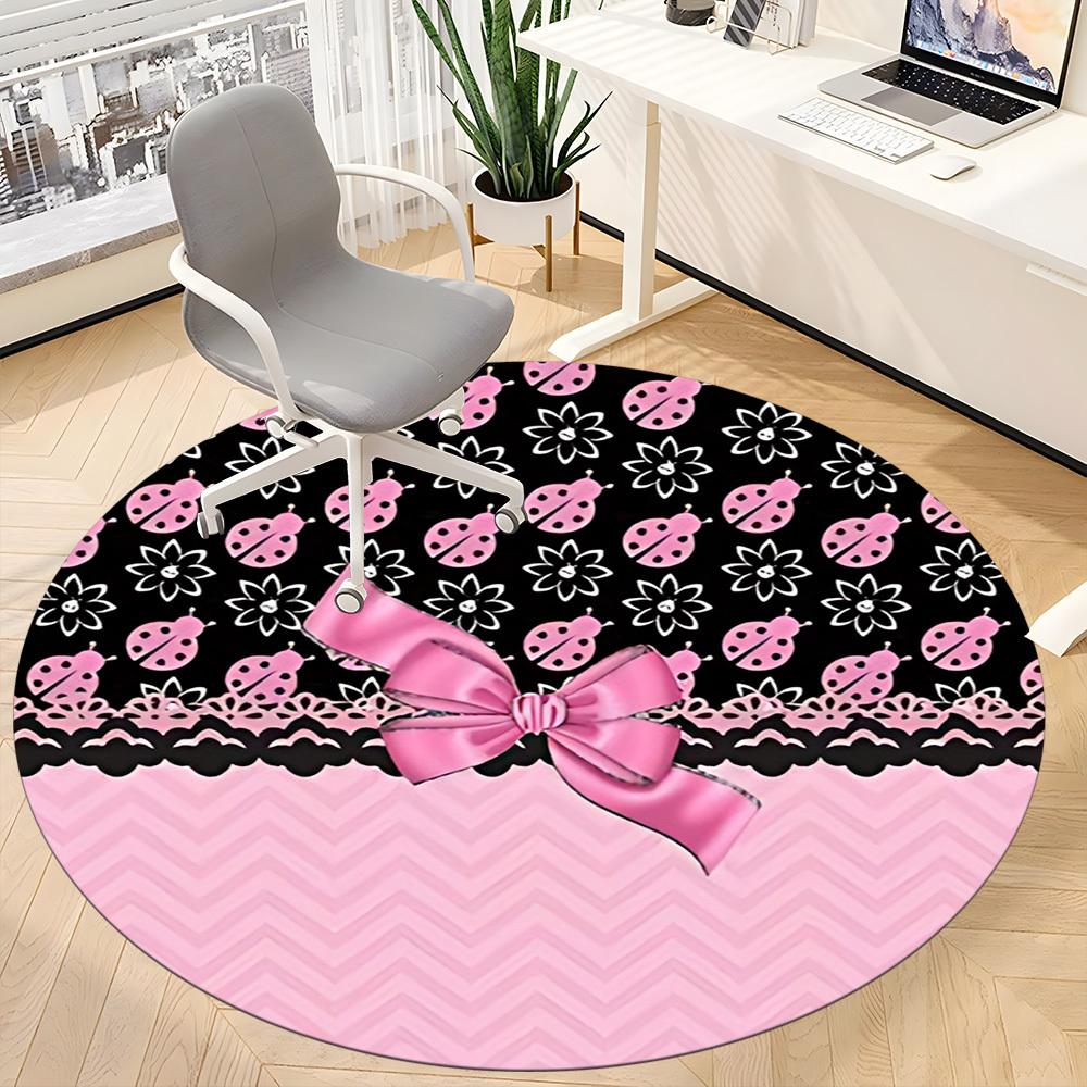 1pc Ladybug Floral Pattern Chair Carpet for Office, Non-slip, Soft and Durable Office Rug for Decoration, Perfect for Office yy251229119