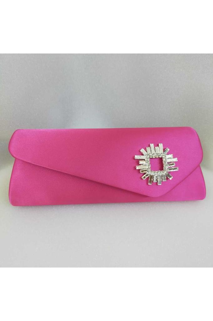 Women's Stylish and Useful Evening Dress Bag Shiny Beige Satin Stone Evening Dress Bag