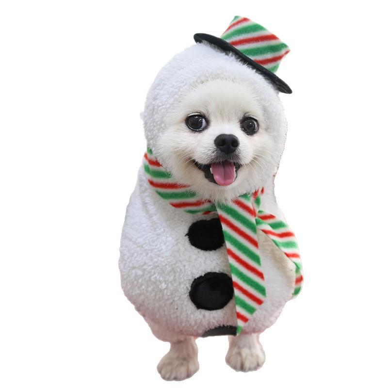 Pet Costume Christmas Snowman Outfit Small Medium Dogs Cats Teddy Poodle Corgi Bichon Frise Winter Holiday Dress