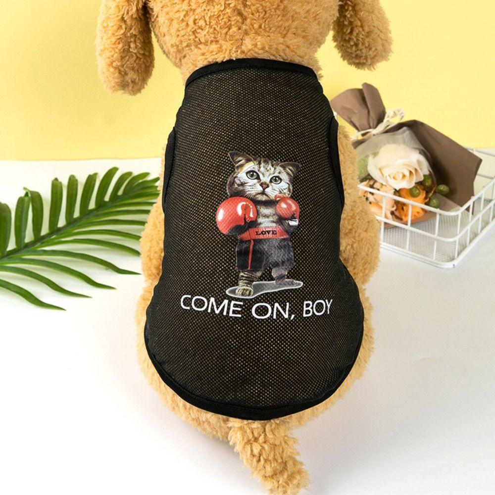 2023 Cartoon Polyester Fibre Cool Breathable Dog Clothes Cat T-shirt Puppy Vest Cat Costume