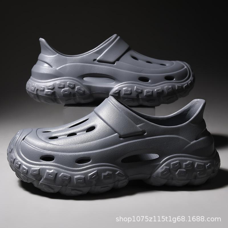 Летняя новая верхняя одежда нескользящие дышащие толстоподошвенные тапочки с закрытым носком повседневные приморские пляжные сандалии обувь с отверстиями мужчины