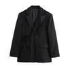 2025 European American Spring Double-Layer Lapel Double-Breasted Tie Loose Suit Blazer for Women