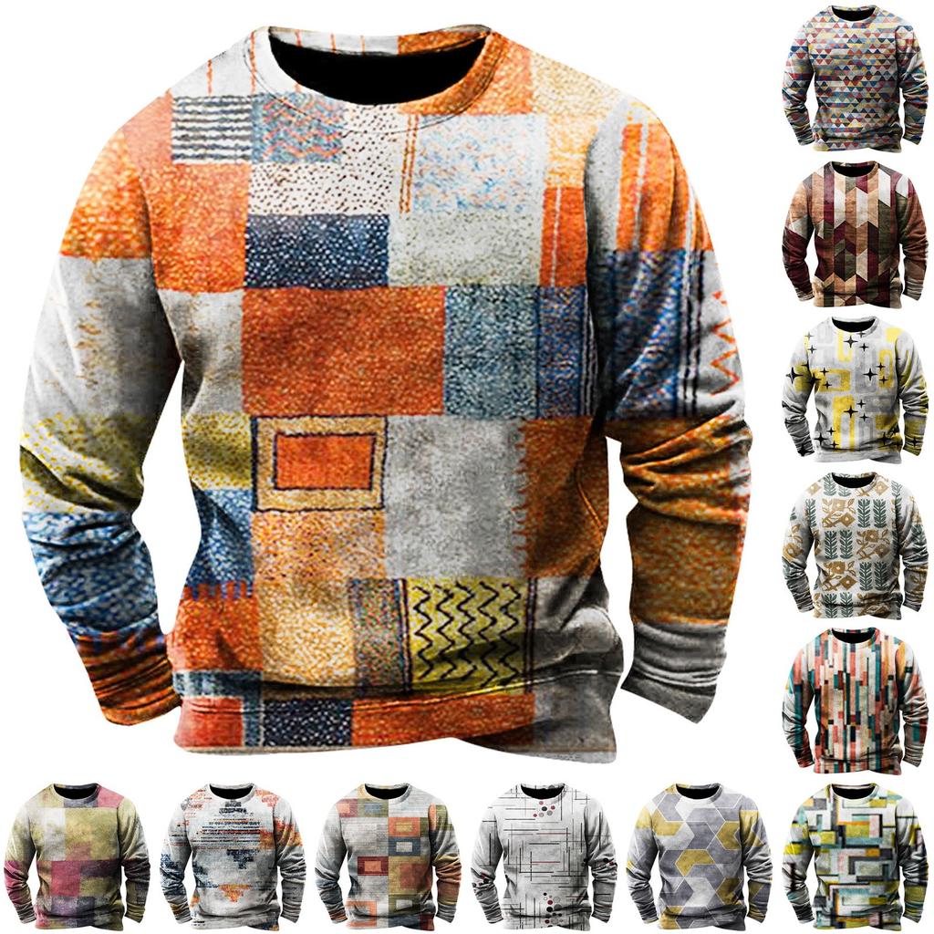 Men'S Printed Sweatshirt Outdoor Ethnic Printed Loose Long Sleeved