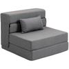 3 in 1 Sleeper Chair with Linen Look 80 x 80 x 64 cm Dark Grey