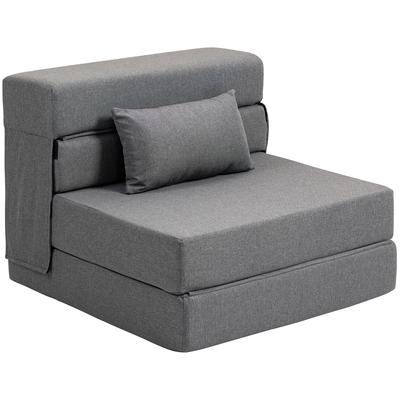 3 In 1 Sleeper Chair with Linen Look 80 X 80 X 64 Cm Dark Grey