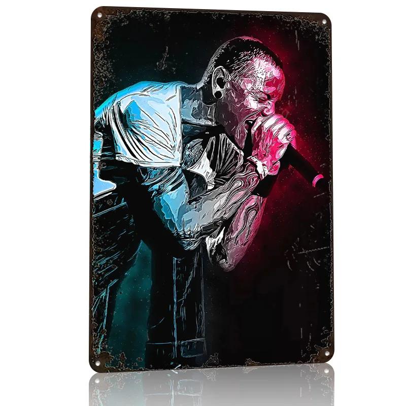 CHESTER BENNINGTON D Texture Metal Poster Customized Wall Art Tin Sign Gift for Mancave Home Decoration Gaming Room Accessories