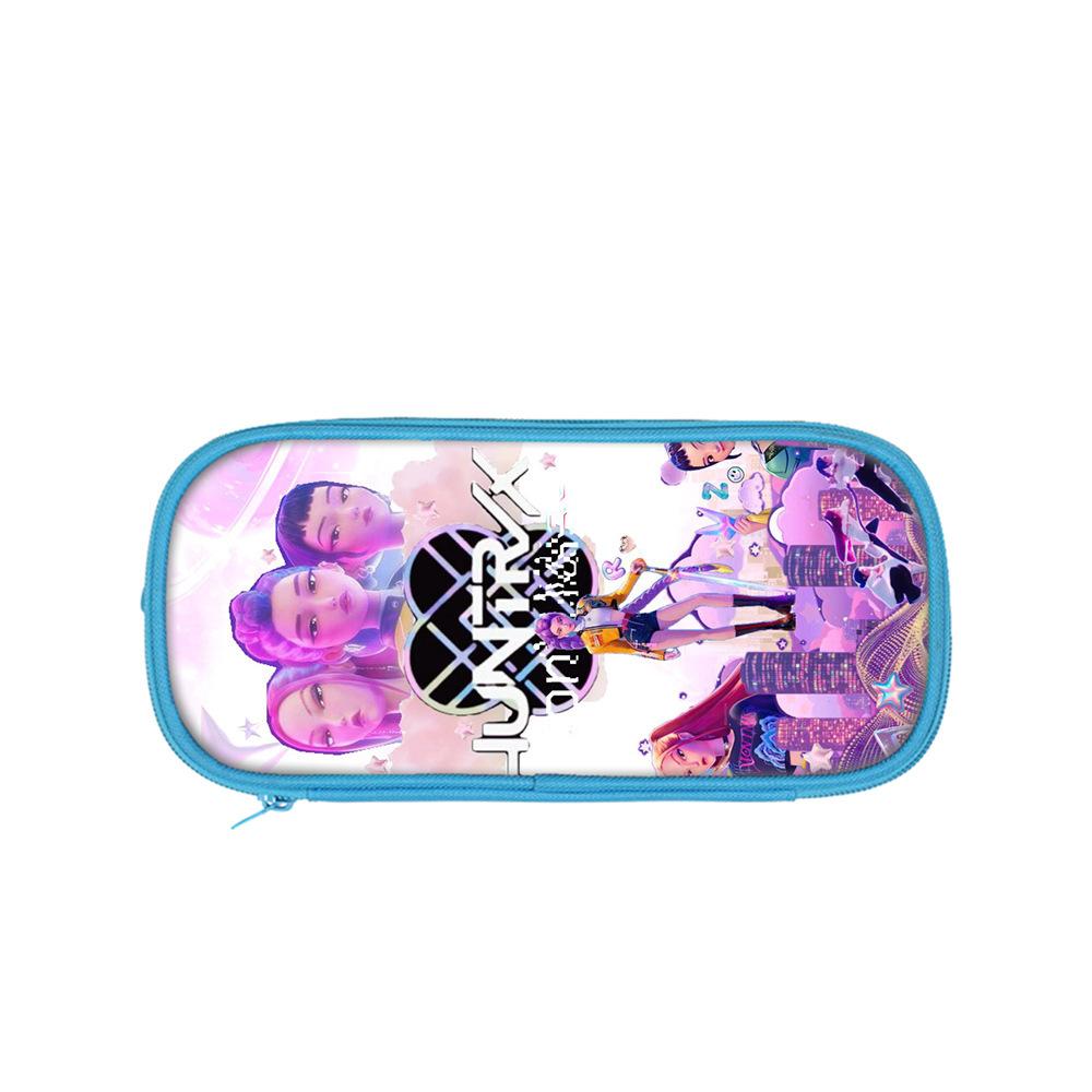 Студенческий синий двухслойный пенал K-pop охота на ведьм женская группа студенческий органайзер для хранения канцелярских товаров сумка для карандашей