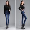 Джинсы больших размеров с высокой талией для женщин, осенние тонкие эластичные джинсовые брюки-карандаш с поясом с кисточками, узкие джинсы с эффектом пуш-ап, женские брюки
