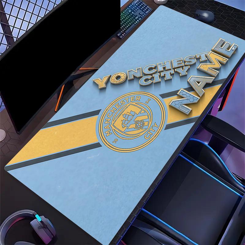 Custom Name,Manchester City Mouse Pad, Large Gaming Desk Mat, Non-slip XXL Mousepad for Laptop & Tablet, Mini PC Playmat with Stitched Edges